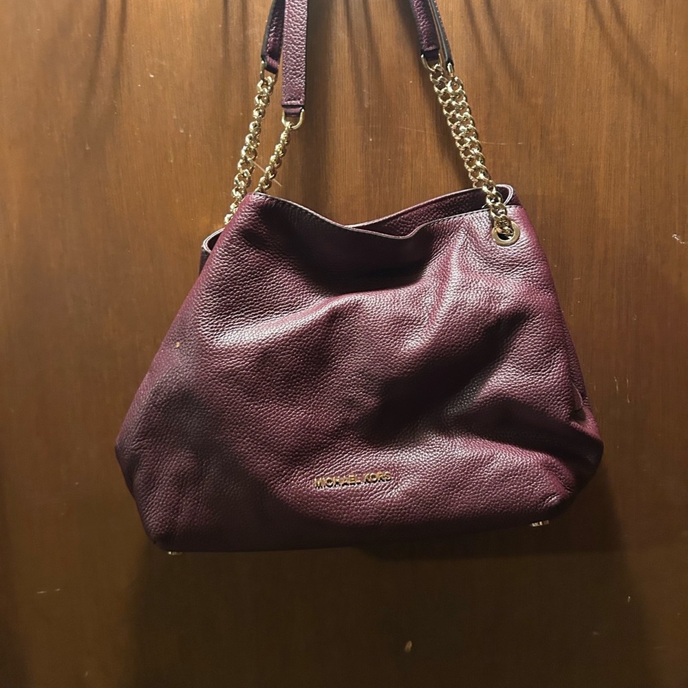 Michael Kors Burgundy Leather Shoulder Bag